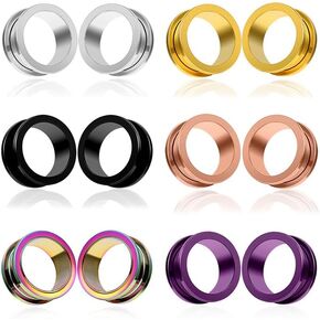 Set of 12 PCS 316L Stainless Steel Ear Plugs Large Gauges Stretching Screw Fit Tunnels Gauge 2g - 1 inch Ear Plugs Tunnels for Ears Expander Body Jewelry in Kuwait