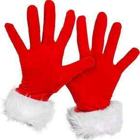 Latious Christmas Velvet Gloves Red Short Costume Gloves Santa Gloves Christmas Party Glove Xmas Furry accessories for Women and Girls Wrist Length in Kuwait