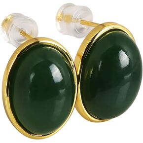 Guptue Natural green jade stud 925 sterling silver earrings for Women Owl real hetian jade critters 925 sterling silver earrings 18K gold plated Birthday Jewelry in Kuwait