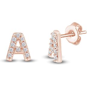 Round Cut White Cubic Zirconia Alphabet A-Z Letter Initial Stud Earrings In 14k Yellow Gold Over Sterling Silver in Kuwait