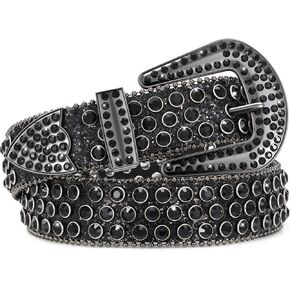 SUOSDEY Men Women Cowboy Rhinestone Belt Western Cowgirl Bling Sequins Diamond Shiny Studded Belt for Jeans in Kuwait