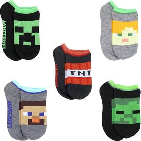 Minecraft Little Boys Character 5-Pack No-Show Socks, 7-10, Multicolor in Kuwait