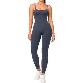Sunzel Workout Jumpsuits for Women Adjustable Spaghetti Strap Leggings Bodysuit Square Neck Sleeveless One Piece Yoga Unitard in Kuwait