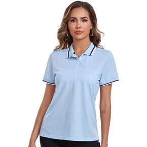 Little Beauty Women's Zipper Golf Polo Shirts Short Sleeve Athletic Moisture Wicking Collared Golf Polo T-Shirts with Zip Up in Kuwait
