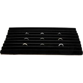 SSWBasics Large Continuous Slot Black Velvet Ring Insert - 14-1/4"L x 7-1/2"W - Holds up to 100 Rings in Kuwait