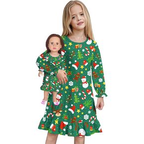 LQSZ Doll and Girl Matching Nightgown Outfit Pajamas Nightie Nightgown for Girls and Dolls Clothes in Kuwait