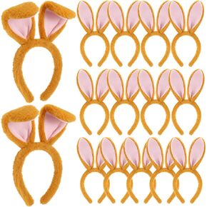 15 Pcs Easter Bunny Headband with Rabbit Ears Easter Bunny Ears Headbands Plush Easter Rabbit Ears Hairband Toys Gifts for Kids Adults Easter Party Cosplay Costume Accessories, Brown in Kuwait
