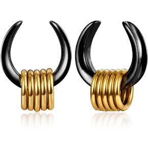 1 Pair saddle Gauges with 10pcs rings Ear Tunnels Plugs 316 Stainless Steel Ear Gauges Weight Saddle Plugs Hypoallergenic expander Piercing Body Jewelry in Kuwait