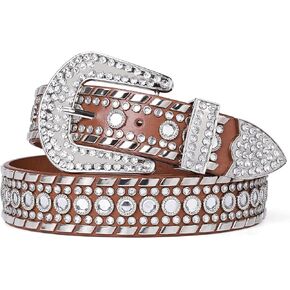 Women Rhinestone Belt Western Style Cowgirl Cowboy Belt with Studded Diamonds for Jeans Dress Eye-catching in Kuwait