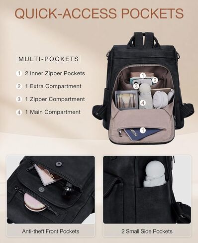 Backpack Purse for Women,Fashion Anti-Theft PU Leather Travel Shoulder Bag for Ladies Large Satchel VONXURY in Kuwait