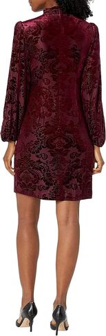 Vince Camuto Women's Velvet Burnout Shift Dress with Voluminous Sleeves in Kuwait