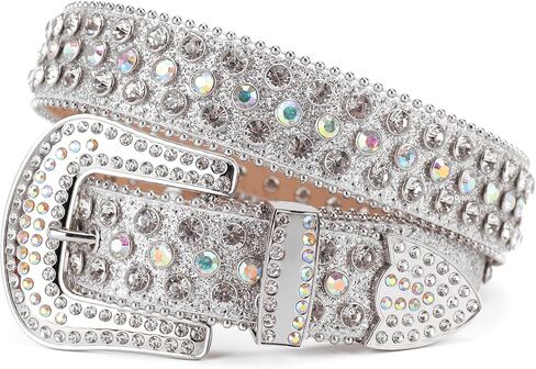 MUKINGBELTS الرجال النساء حجر الراين حزام فاخر حزام جلد البريق رصع أحزمة الغربية بلينغ بلينغ الماس كاوبوي أحزمة in Kuwait