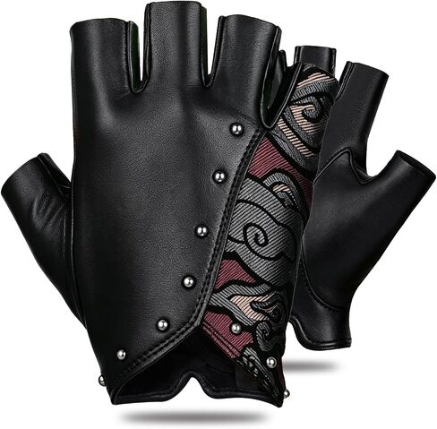 FIORETTO Womens Fingerless Leather Gloves Unlined Sheepskin Genuine Leather Half Finger Driving Gloves W180416 in Kuwait