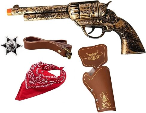 Brown Colored Finish Western Cowboy Toy Set with Bandanna (Brown Bandanna and Gun Set) in Kuwait