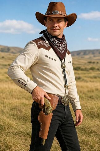 Brown Colored Finish Western Cowboy Toy Set with Bandanna (Brown Bandanna and Gun Set) in Kuwait