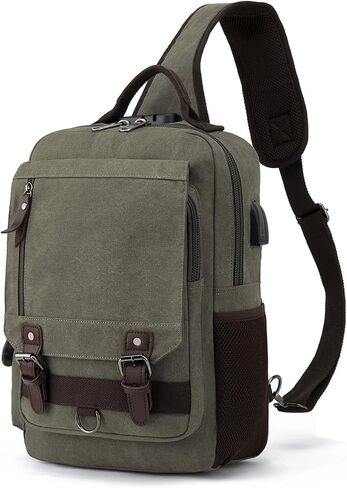 BASICPOWER Messenger Bag Canvas Sling Crossbody Backpack Laptop Casual Travel for Men Women in Kuwait