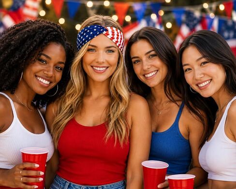 Shimmer Anna Shine Red White and Blue Patriotic American Flag Headband USA (4 Pack USA American Flag Headbands) in Kuwait