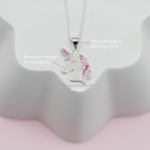 Cherished Moments Girl's Sterling Silver Unicorn Necklace with Sparkling CZs in Kuwait