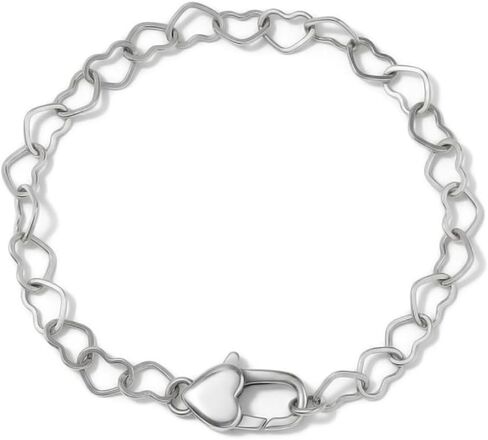 925 Sterling Silver Heart Link Chain Bracelet For Toddlers and Little Girls 5"-6" - Children's Heart Shaped Jewelry - Plain Chain Link Bracelet For Toddler Girls in Kuwait