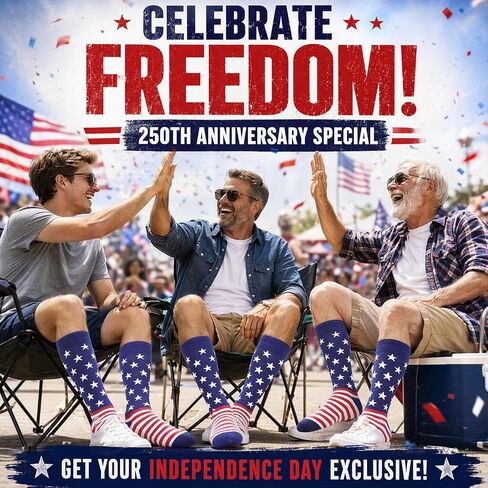 BISOUSOX American Flag Socks Men's Fun Dress Patriotic Stars Cotton Novelty Wedding Groomsmen Bridegroom Socks in Kuwait