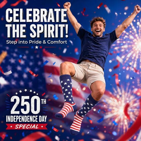 BISOUSOX American Flag Socks Men's Fun Dress Patriotic Stars Cotton Novelty Wedding Groomsmen Bridegroom Socks in Kuwait