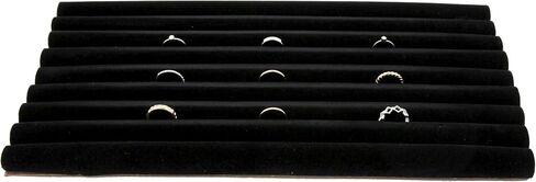 SSWBasics Large Continuous Slot Black Velvet Ring Insert - 14-1/4"L x 7-1/2"W - Holds up to 100 Rings in Kuwait