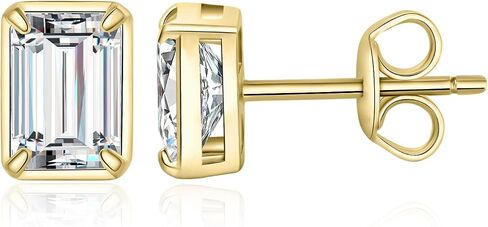 JewelryPalace Emerald Cut 1ct Cubic Zirconia Solitaire Stud Earrings for Women, 925 Sterling Silver 14k White Yellow Rose Gold Plated Earrings for Her, Classic Simulated Diamond Earrings Jewelry Sets in Kuwait