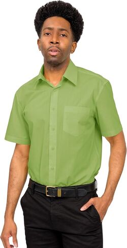 G-Style USA Men's Regular Fit Short Sleeve Solid Color Dress Shirts in Kuwait