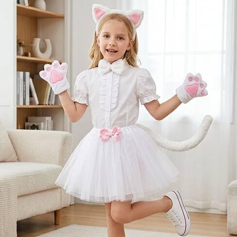 Kirei Sui Kids الحيوان زي أبيض أسود القط توتو الأذن عقال القوس التعادل الذيل الكفوف in Kuwait