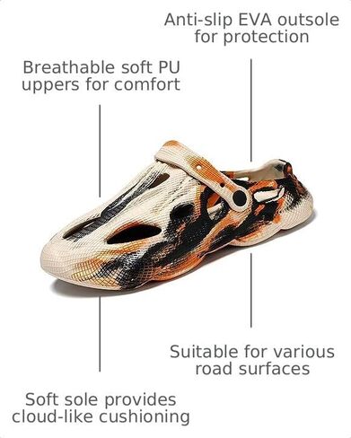 Jakcuz Mens' Sandals Slip-on Athletic Outdoor Hiking Closed Toe Slides Quick Dry Lightweight Beach Shoes with Back Strap in Kuwait