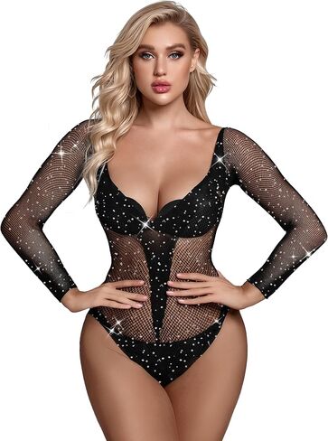 Lingerie sexy women’s lingerie bodysuit exotic naughty set for women mesh sexy Black Teddy babydoll Universal size… in Kuwait