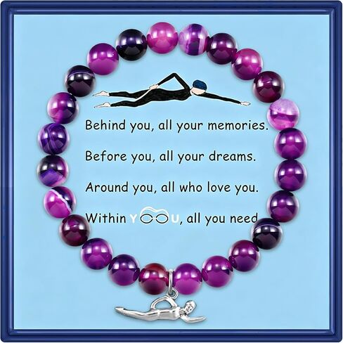 liforlove Swimming Lover Gift Swimmer Inspiration Gifts Swimmer Charm Bracelet Swimming Jewelry for Women Girls in Kuwait