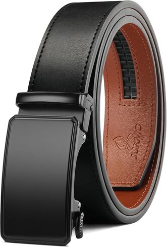 JUKMO Men’s 35mm Leather Ratchet Belt with Original Slide Buckle in Gift Box in Kuwait