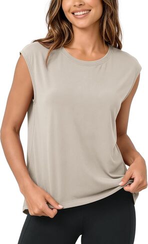 ODODOS Modal Soft Sleeveless Shirts for Women Crew Neck Yoga Tee Summer Flowy Workout Tank Tops in Kuwait