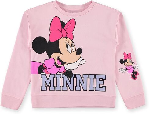 Disney Girls Minnie Mouse Fashion Sweatshirt - Girls Minnie and Mickey Mouse Crewneck Sweatshirt with Sleeve Print in Kuwait