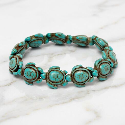 Amy & Annette Turquoise Handmade Sea Turtles Bracelet - Great Gift Idea for Every Occasion Size - (7 inches) in Kuwait