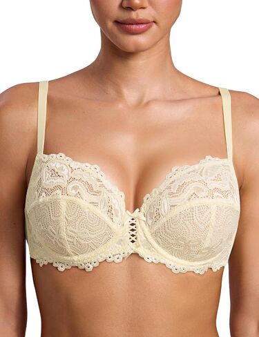 Deyllo Women’s Sheer Lace Bra Underwire Unlined Bra Full Coverage Non Padded in Kuwait