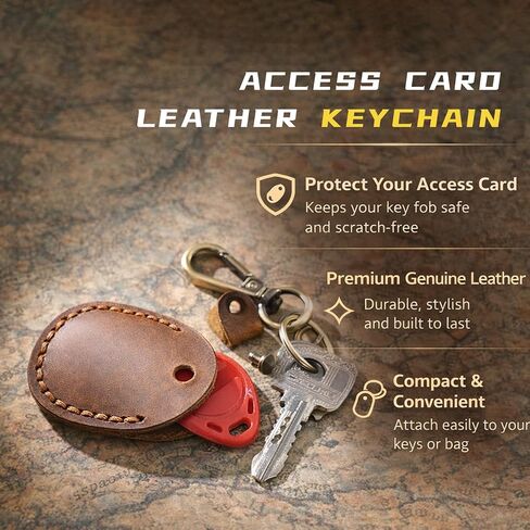 Temvue Access Card Holder Leather Air Tag Holder RFID Key Fob Bag Key Chains NFC Smart Key Tag in Kuwait