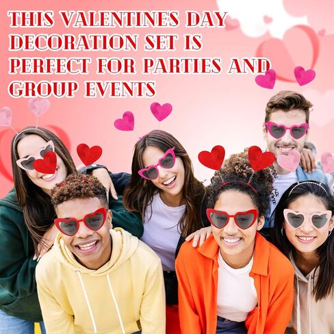 Youyole 36 Pcs Valentine's Day Accessories, Including 18 Pcs Heart Headband and 18 Pcs Heart Sunglasses, Valentines Day Headband Bulk Heart Shaped Sunglasses for Valentines Women Kids Party Props in Kuwait