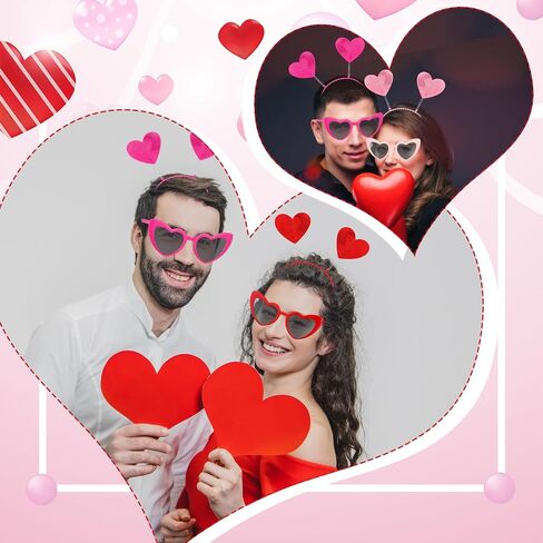 Youyole 36 Pcs Valentine's Day Accessories, Including 18 Pcs Heart Headband and 18 Pcs Heart Sunglasses, Valentines Day Headband Bulk Heart Shaped Sunglasses for Valentines Women Kids Party Props in Kuwait