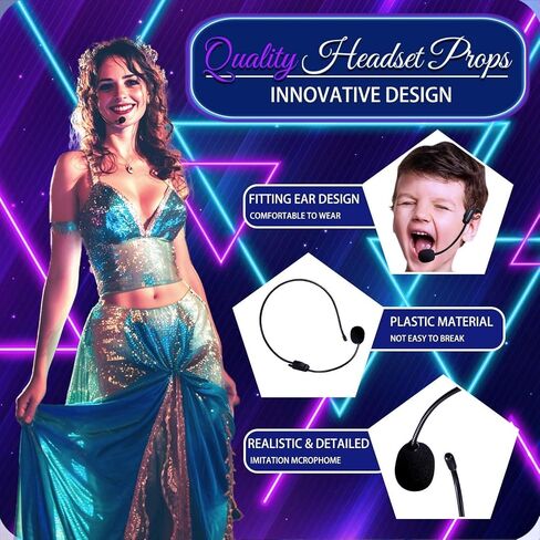 Jsuslife Fake Headset, Rockstar Costume Cosplay Accessories for Men and Women, Hippie Singer Headphone Props Birthday Party Supplies Halloween for Kids and Adults in Kuwait