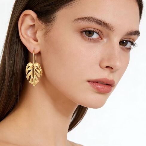 TIANBANGSHI Bohemian Plant Leaf Drop Dangle Earrings Unique Monstera Leaves Dangle Earring Fashion Jewelry for Women Girls in Kuwait