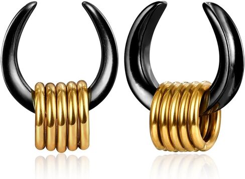 1 Pair saddle Gauges with 10pcs rings Ear Tunnels Plugs 316 Stainless Steel Ear Gauges Weight Saddle Plugs Hypoallergenic expander Piercing Body Jewelry in Kuwait