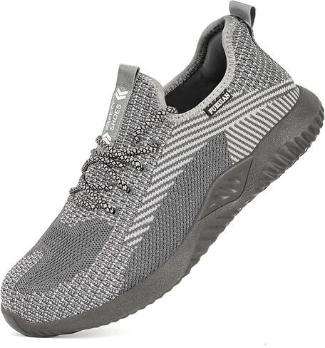 Furuian Steel Toe Shoes for Men Comfortable Safety Shoes Non Slip Steel Toe Sneakers Warehouse Industry Contstruction Mens Work Shoes Grey in Kuwait
