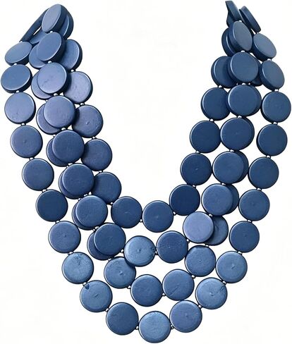 Colorful Beaded Necklace for Women,Chunky Wooden Bib Choker Necklace,Statement African Jewelry,Multicolor Maroon Blue Fashion Collar Necklace Gifts in Kuwait