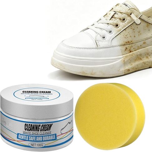 Multipurpose Shoe Polish Cleaning Cream - Remove Stains Shoe Cream No Need to Wash Cleaning Cream Solid Shoes Cleaning Cream with Sponge for Shoes, Leather, Silicone, Car Interiors in Kuwait