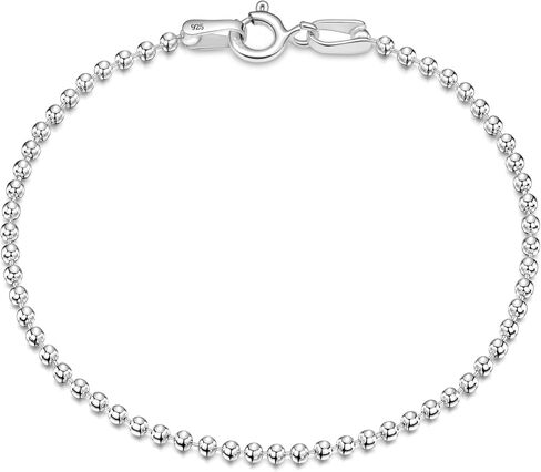 Amberta 925 Sterling Silver 2 mm Ball Chain Bracelet Size 7" 7.5" in in Kuwait