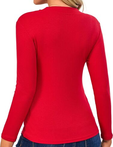 Long Sleeve Shirts Women Half-Mock Ribbed Tops Tshirt for Women Basic Trendy Stretchy Lightweight in Kuwait