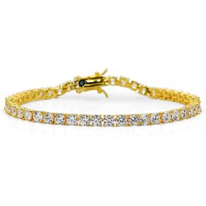 JINAO 1 Row AAA Gold Silver All Iced Out Tennis Bling Lab Simulated Diamond Bracelet in Kuwait