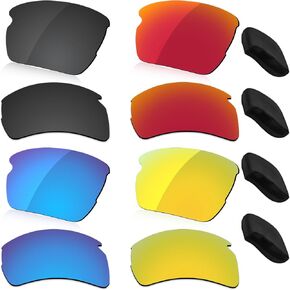 LenzReborn Polarized Lens & Nosepieces Replacement for Oakley Flak 2.0 OO9295 Sunglass - Dark Black+Ice Blue+Fire Red+Golded Yellow in Kuwait